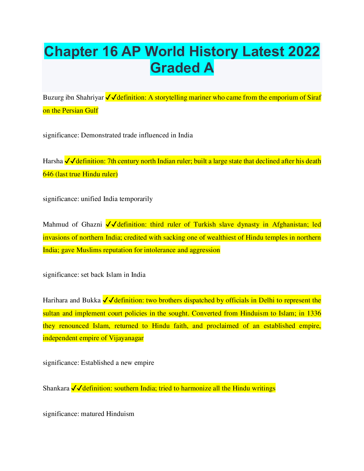 Preview image of Chapter 16 AP World History Latest 2022 Graded A document